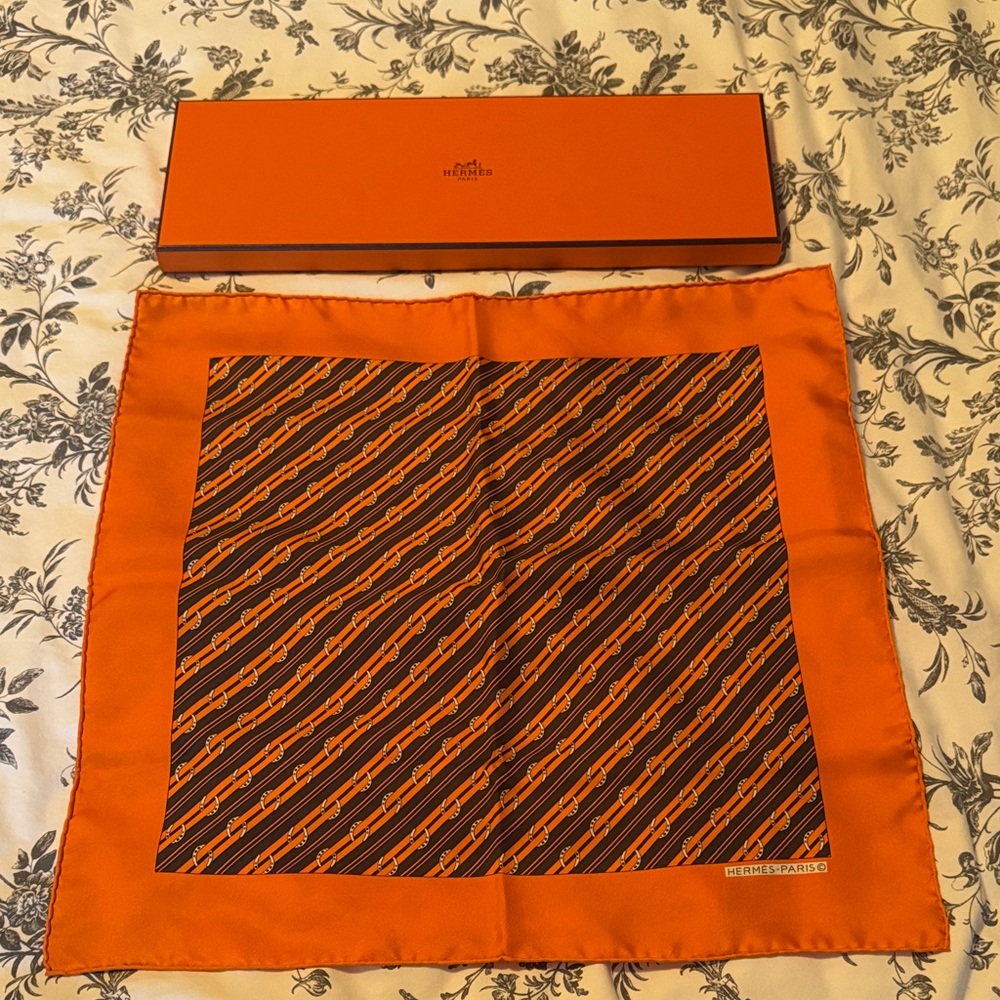 Hermes Orange and Black Scarf
